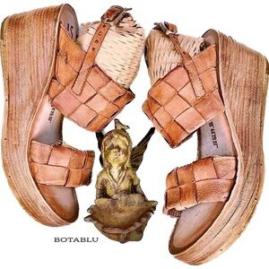 A.S.98 AS98 Nasser Tan Brown Woven Leather Platform Wedge Strappy Sandals 40